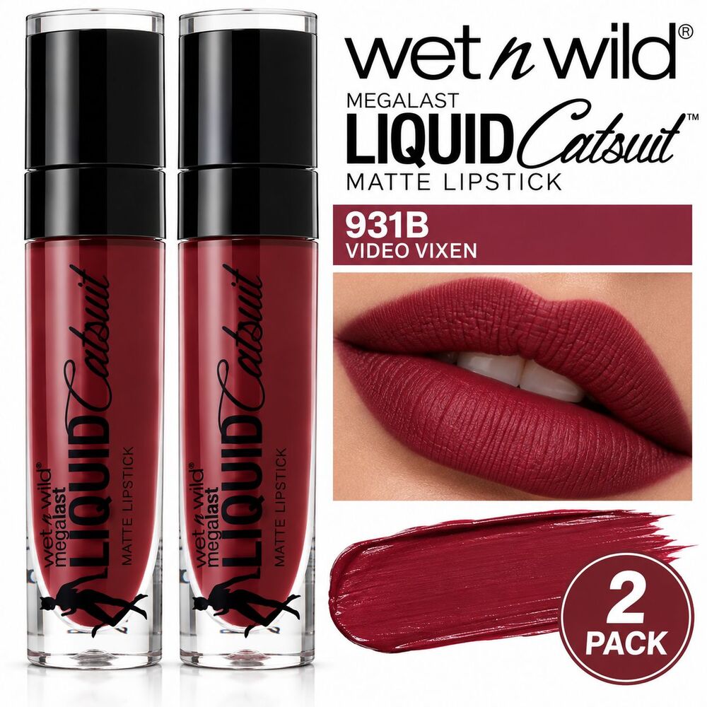 Wet n Wild MegaLast Liquid Catsuit Matte Lipstick 931B Video Vixen 2 Pack